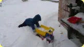 Willi fährt den vielen Schnee ab.