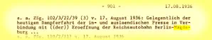Mitteilung über die Eröffnung derReichsautobahn Magdeburg-Berlin