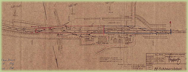 Gleisplan des Bahnhof Ochtmersleben aus dem Jahre 1953