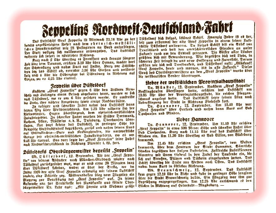 Aus der Volksstimme zum Flug des Zeppelins am 12.09.1929